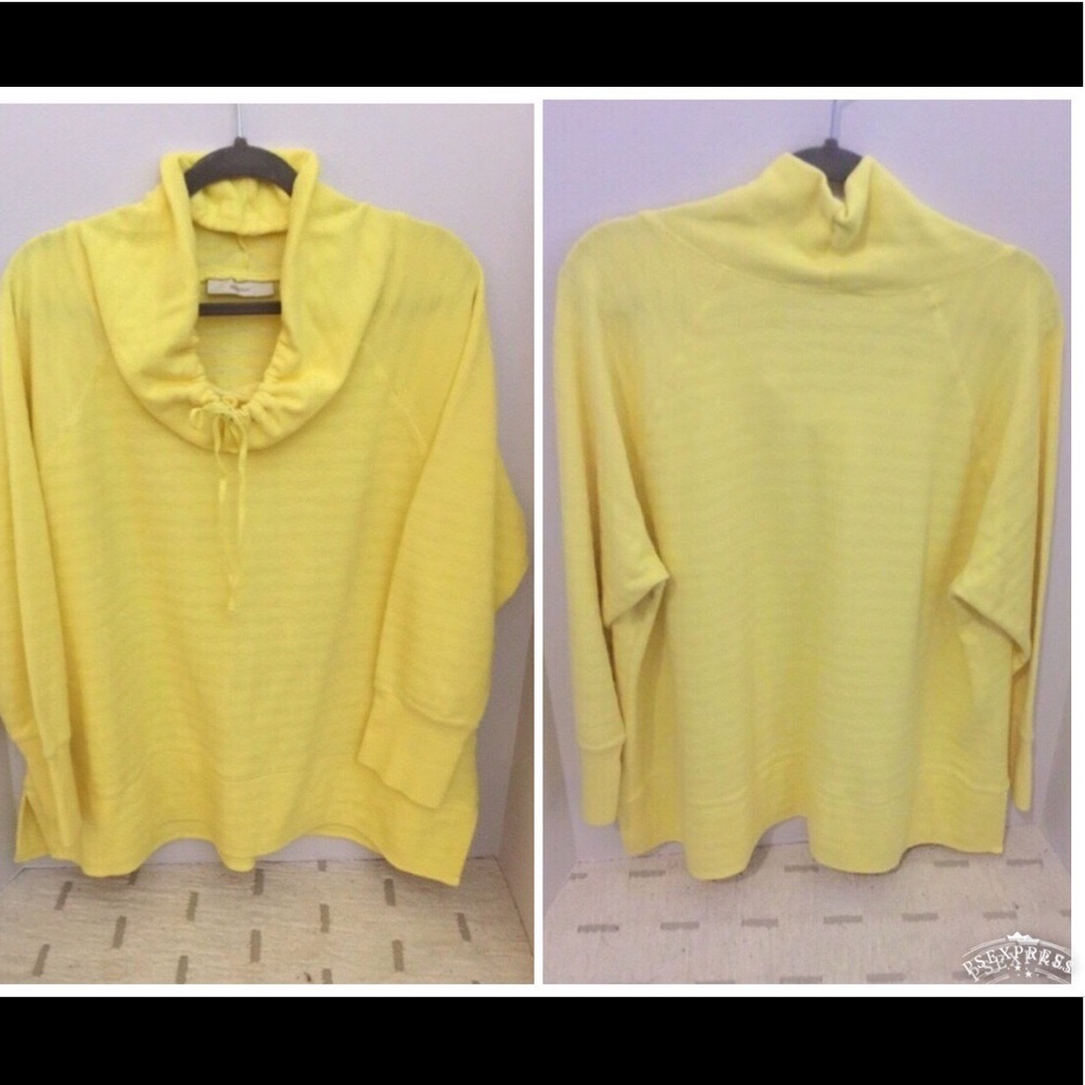 SEJOUR Cowl drawstring neckline top.